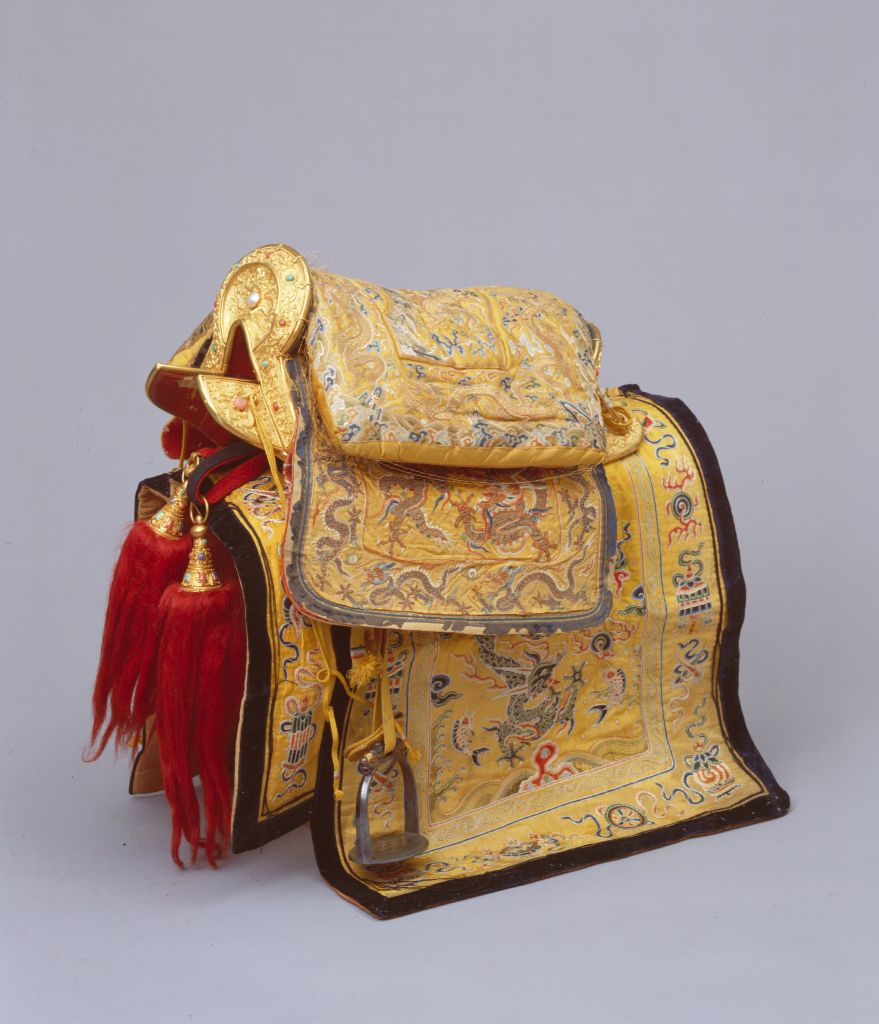 图片[1]-Wood inlaid with copper, gold-plated with pearl stone, coral, saddle for Emperor Shunzhi-China Archive